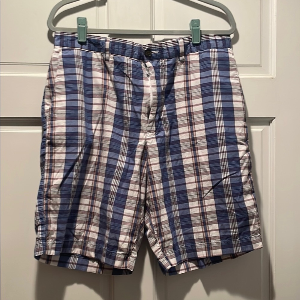 Banana Republic Navy and White Plaid Shorts